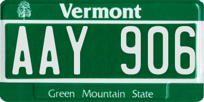 VT license plate AAY906