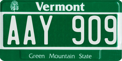 VT license plate AAY909