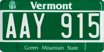 VT license plate AAY915