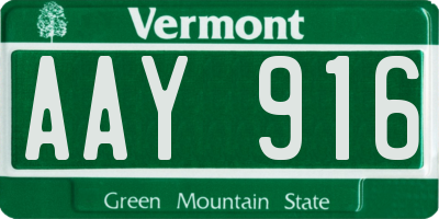 VT license plate AAY916