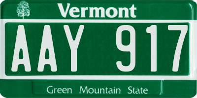 VT license plate AAY917