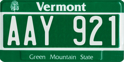 VT license plate AAY921