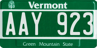 VT license plate AAY923