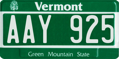 VT license plate AAY925