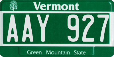 VT license plate AAY927