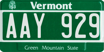 VT license plate AAY929