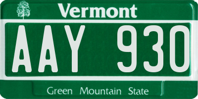 VT license plate AAY930