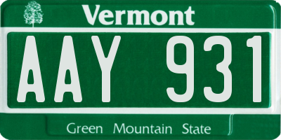 VT license plate AAY931