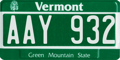 VT license plate AAY932