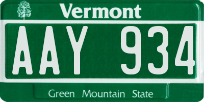 VT license plate AAY934