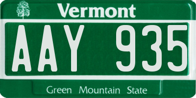 VT license plate AAY935