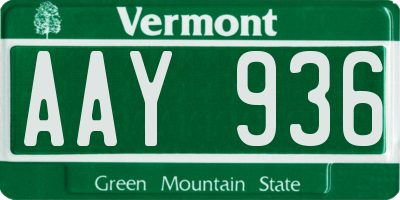 VT license plate AAY936