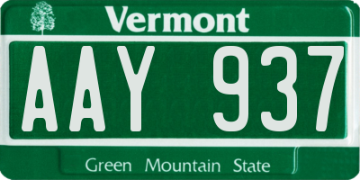 VT license plate AAY937