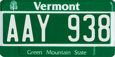 VT license plate AAY938