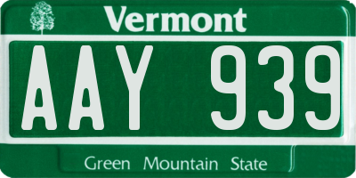 VT license plate AAY939