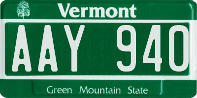 VT license plate AAY940