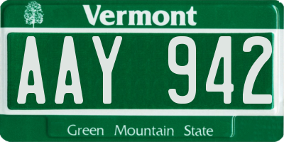 VT license plate AAY942