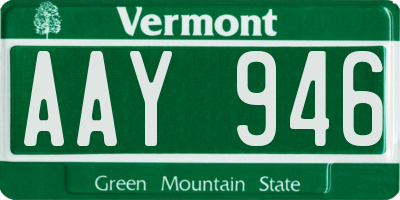 VT license plate AAY946