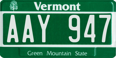 VT license plate AAY947