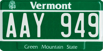 VT license plate AAY949