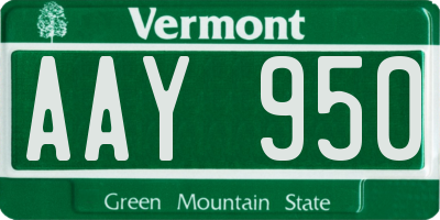 VT license plate AAY950