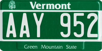 VT license plate AAY952