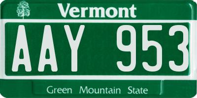 VT license plate AAY953