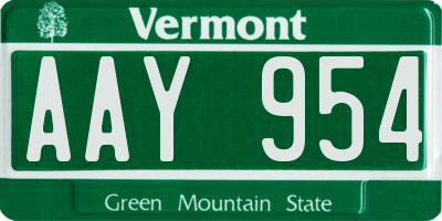 VT license plate AAY954