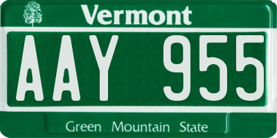 VT license plate AAY955