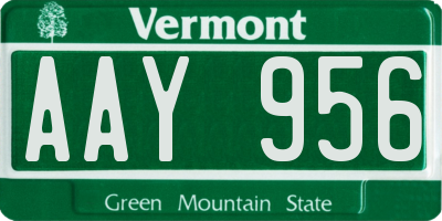 VT license plate AAY956