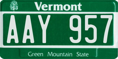 VT license plate AAY957