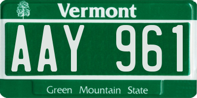 VT license plate AAY961