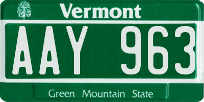 VT license plate AAY963