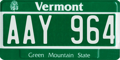 VT license plate AAY964