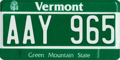 VT license plate AAY965