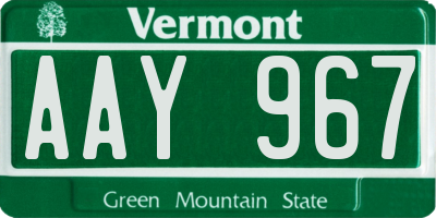 VT license plate AAY967