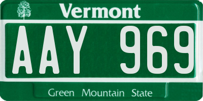 VT license plate AAY969