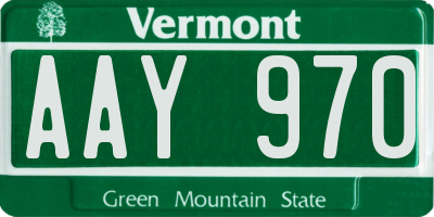 VT license plate AAY970
