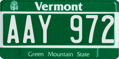 VT license plate AAY972