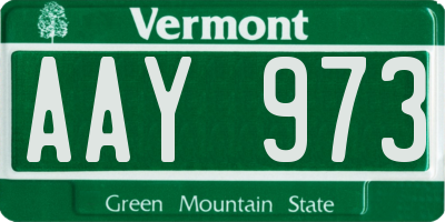 VT license plate AAY973