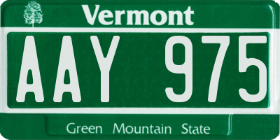 VT license plate AAY975