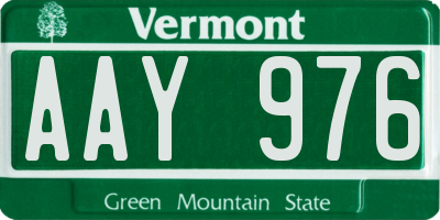 VT license plate AAY976