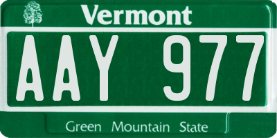 VT license plate AAY977