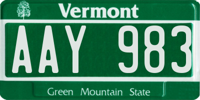 VT license plate AAY983