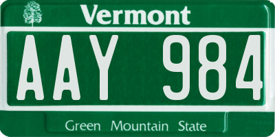 VT license plate AAY984