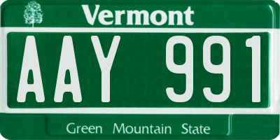 VT license plate AAY991