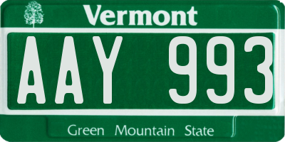 VT license plate AAY993