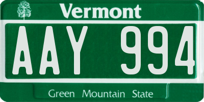 VT license plate AAY994