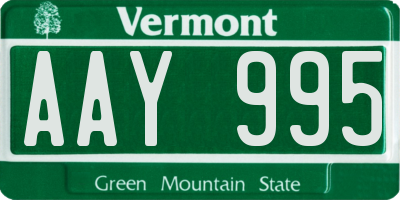 VT license plate AAY995