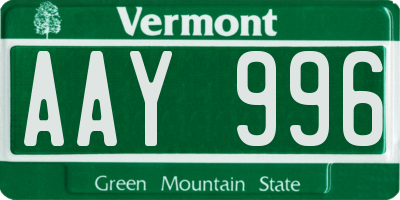 VT license plate AAY996